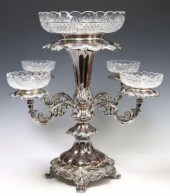 LARGE SILVERPLATE & CUT GLASS
