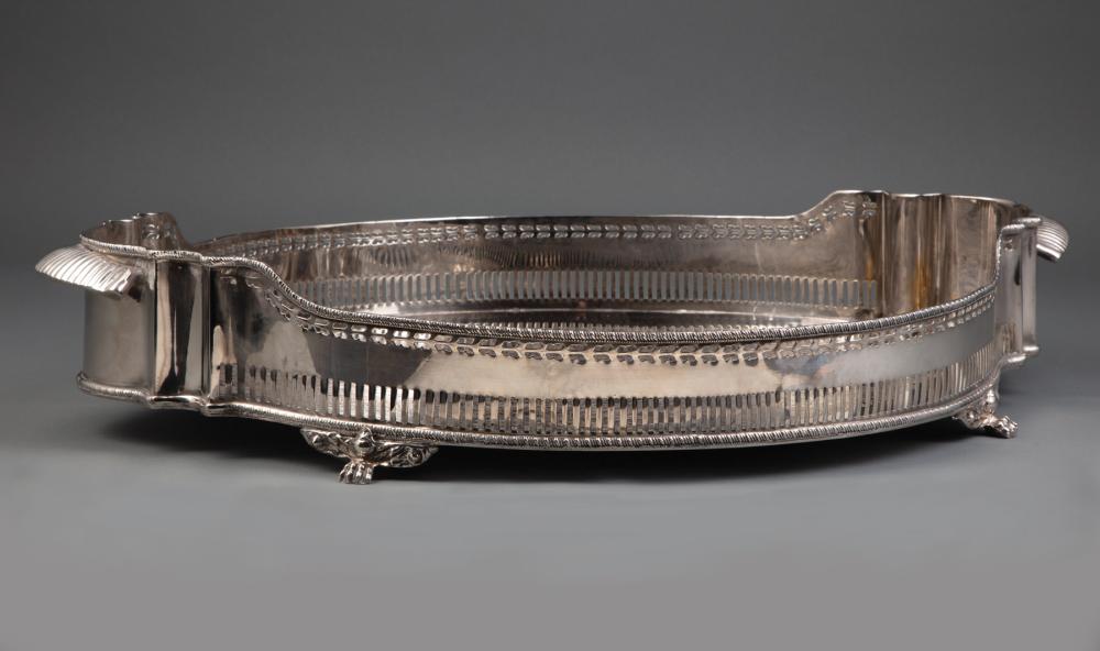 LARGE SILVERPLATE GALLERY TRAYLarge