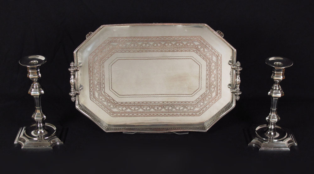 LARGE SILVERPLATE SERVING TRAY WITH