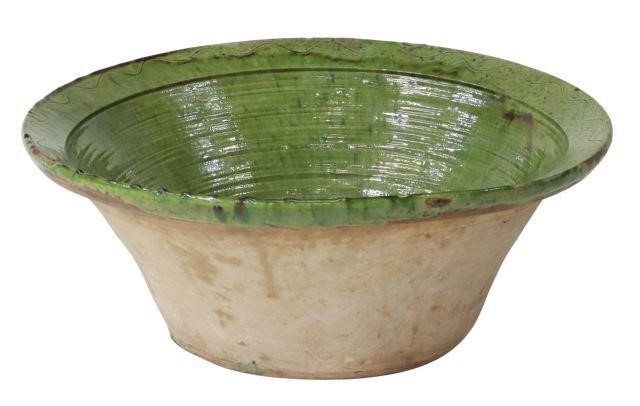 LARGE SPANISH GREEN GLAZED