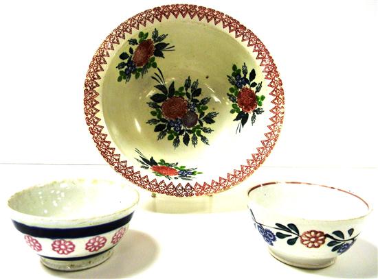 Large spatterware bowl  5'' h. x 12