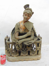 LARGE SPELTER FIGURE OF A WOMA
