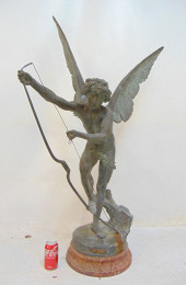 LARGE SPELTER STATUE, "L'AMOUR
