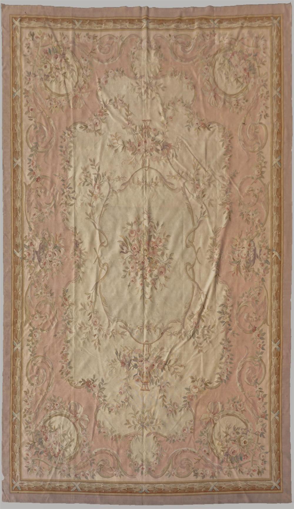 LARGE STARK AUBUSSON DESIGN WOOL
