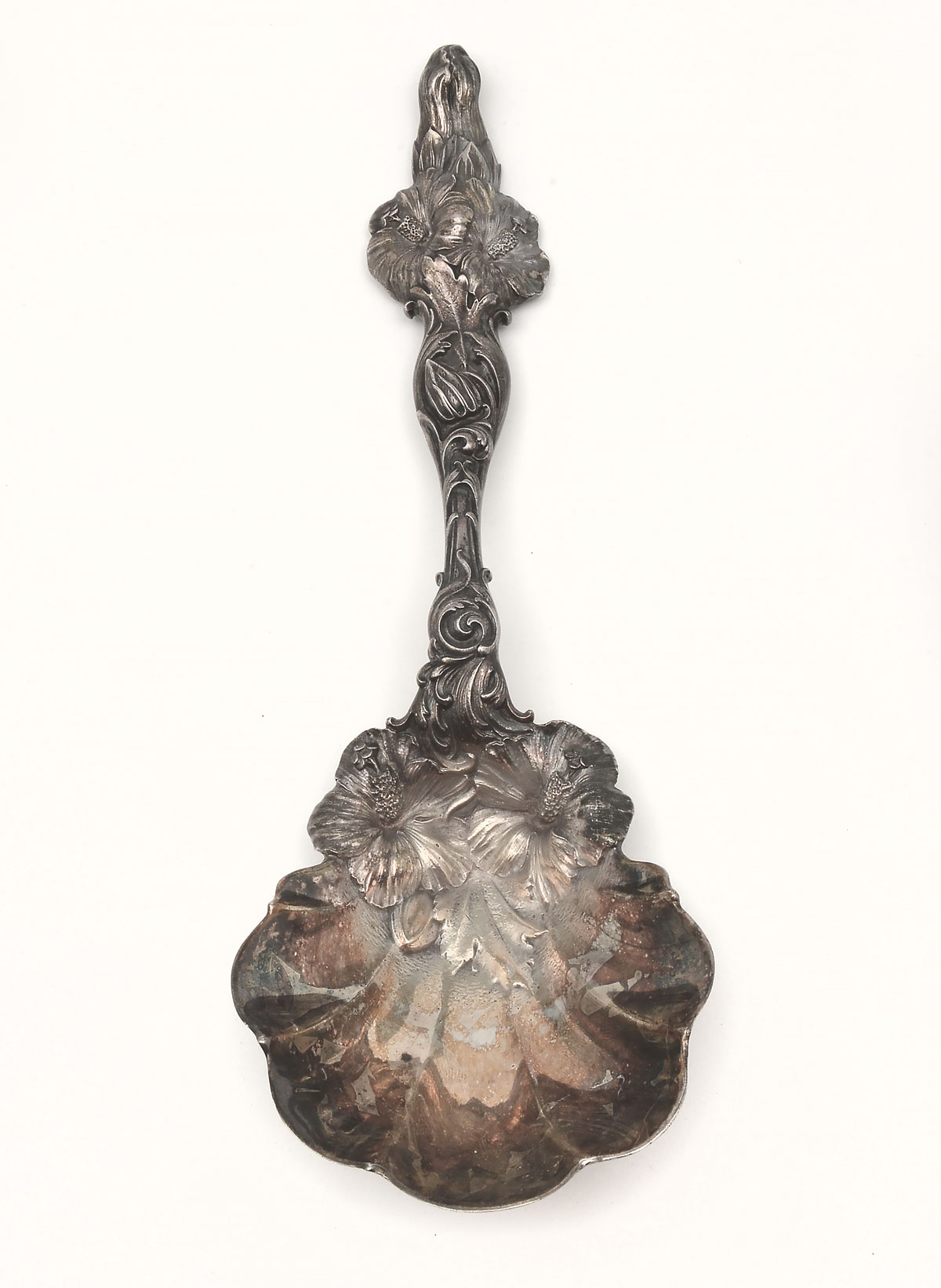LARGE STERLING ''HIBISCUS'' SERVING
