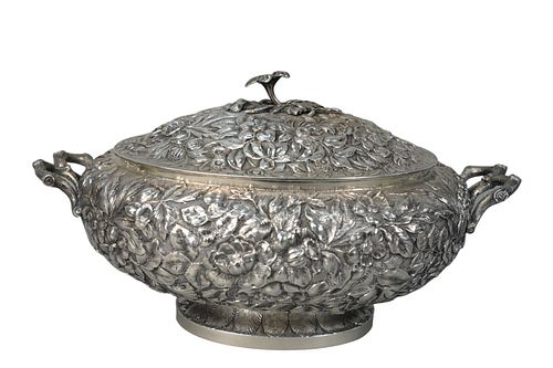 LARGE STERLING REPOUSSE COVERED