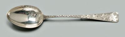 Large sterling serving spoon, ivy