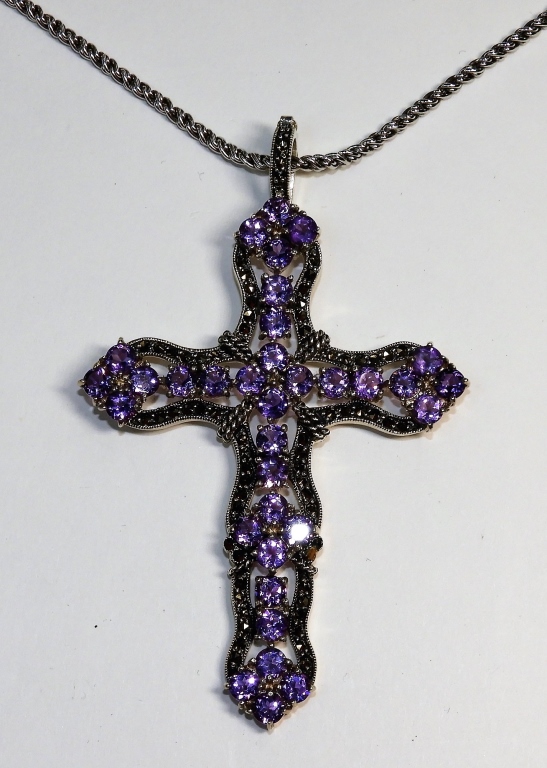 LARGE STERLING SILVER & AMETHYST