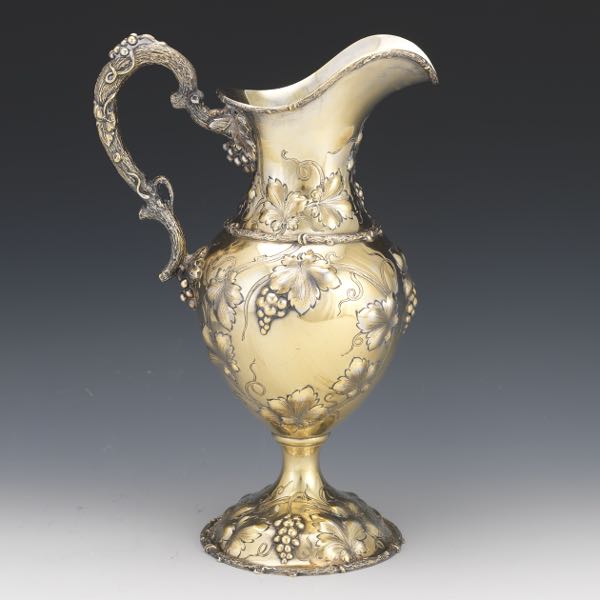 LARGE STERLING SILVER EWER, CA.