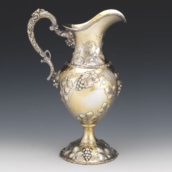 LARGE STERLING SILVER EWER, CA.
