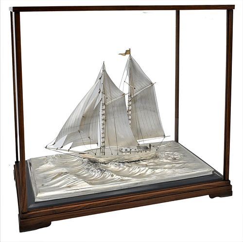 LARGE STERLING SILVER TWO MASTED