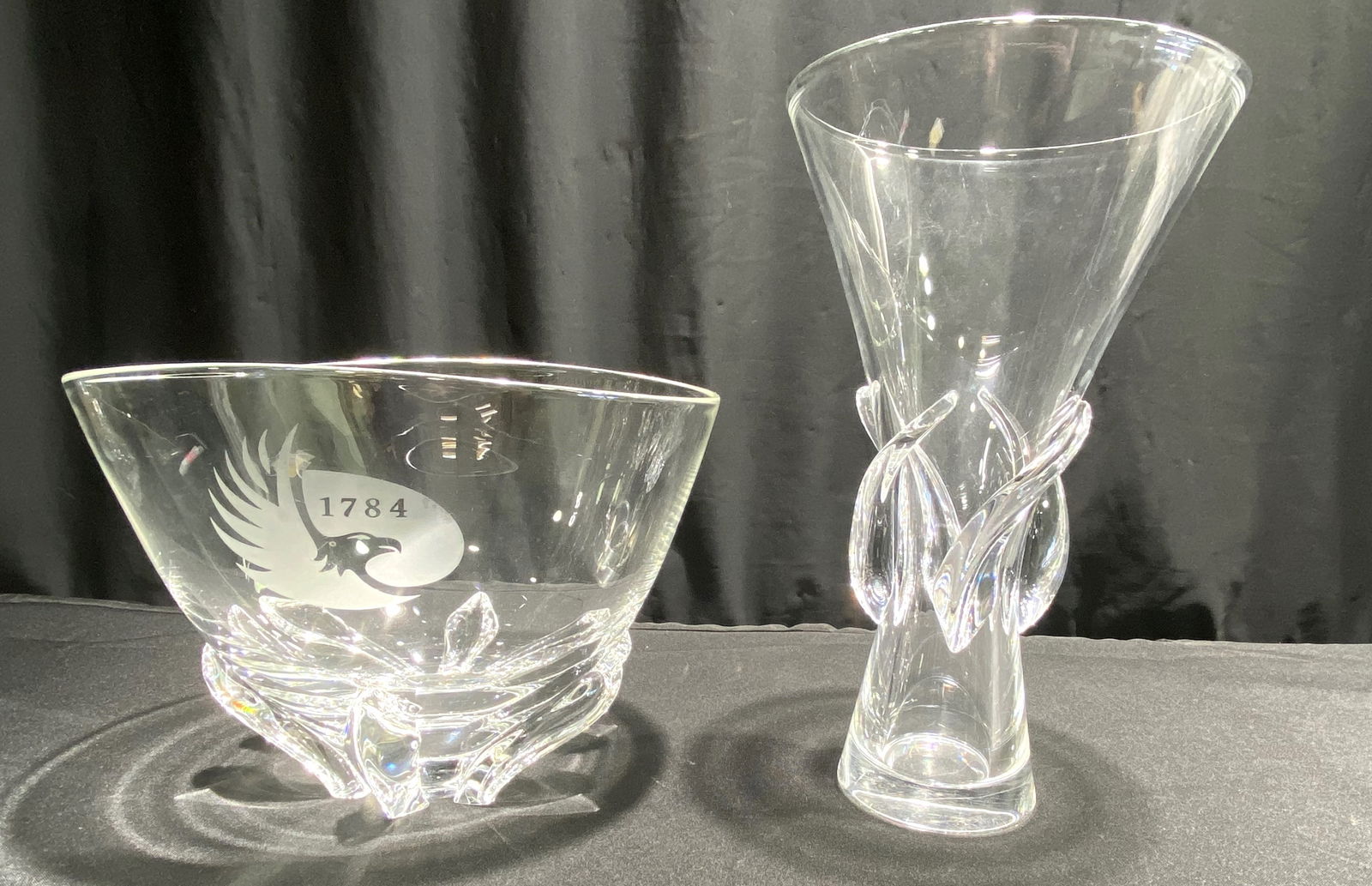 LARGE STEUBEN CRYSTAL BOWL AND ROSE