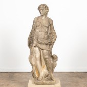 LARGE STONE GARDEN STATUE OF A