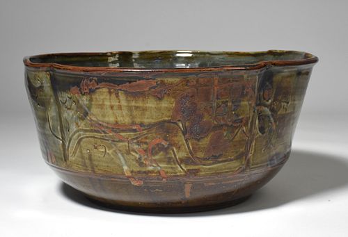 LARGE STUDIO POTTERY BOWL BY JOHN