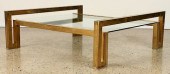 LARGE STYLISH BRASS GLASS COFF