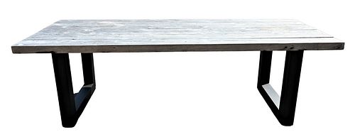 LARGE TEAK OUTDOOR PATIO TABLE,