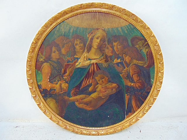 LARGE TEMPERA RELIGIOUS PAINTING,
