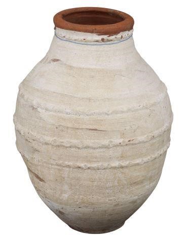 LARGE TERRACOTTA OLIVE JAR IN WHITE