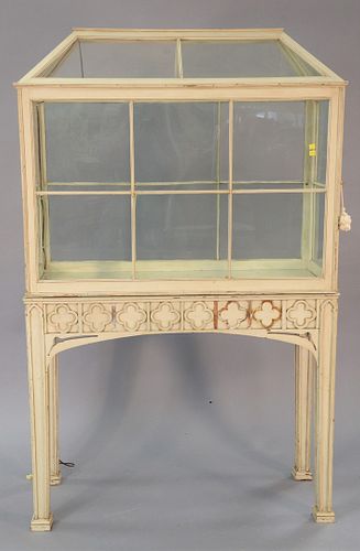 LARGE TERRARIUM, WHITE PAINTED ON