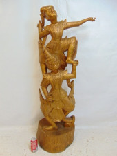LARGE THAI FIGURAL WOOD CARVIN
