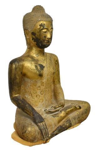 LARGE THAI GILT BRONZE SEATED