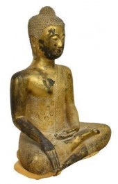 LARGE THAI GILT BRONZE SEATED