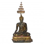 LARGE THAI GILT LACQUERED BRON