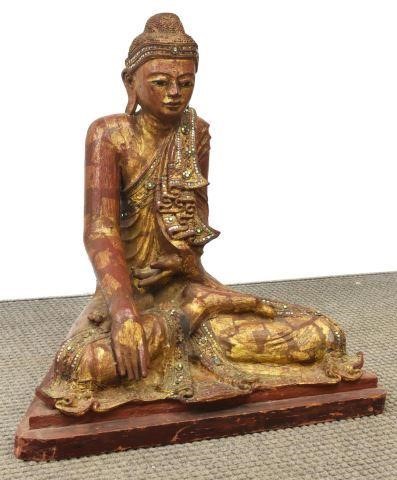 LARGE THAI PARCEL GILT WOOD