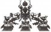 LARGE THREE-LIGHT IRON BILLIAR