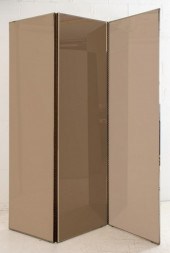 LARGE THREE PANEL BRONZE-MIRRO