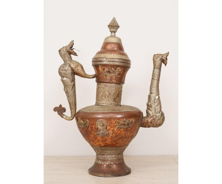 Large Tibetan brass and copper