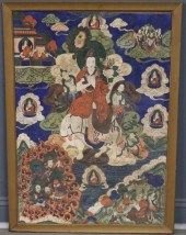 LARGE TIBETAN THANGKA. With ce