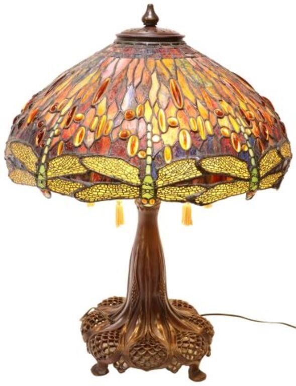 LARGE TIFFANY STYLE DRAGONFLY TABLE