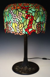 LARGE TIFFANY STYLE STAINED &A