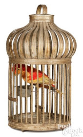 LARGE TIN BIRDCAGE, CA. 1900<b