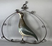 LARGE TIN GROUSE IN HAND WROUG