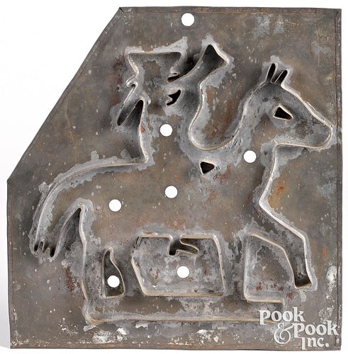 LARGE TIN HORSE AND RIDER COOKIE