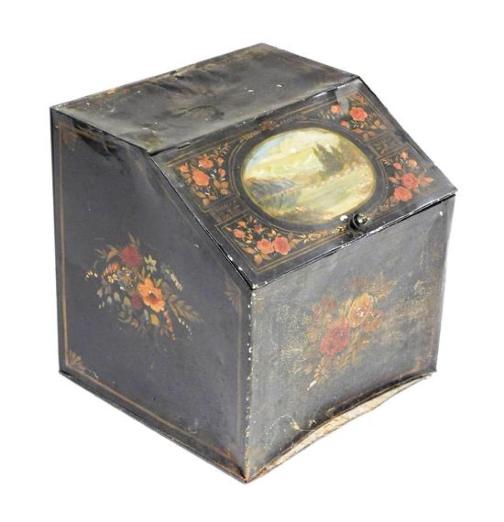 LARGE TOLE GENERAL STORE CANNISTER,