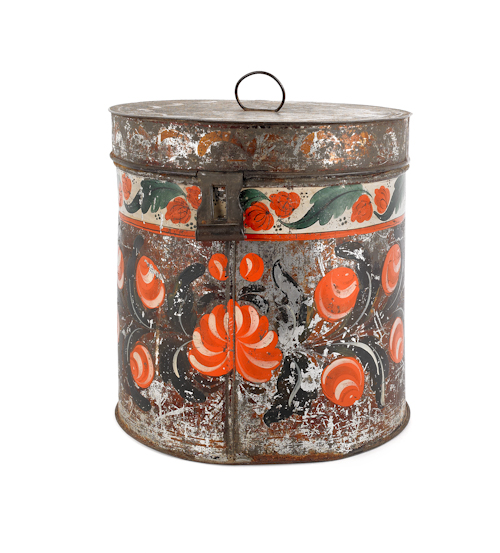 Large toleware canister 19th c.