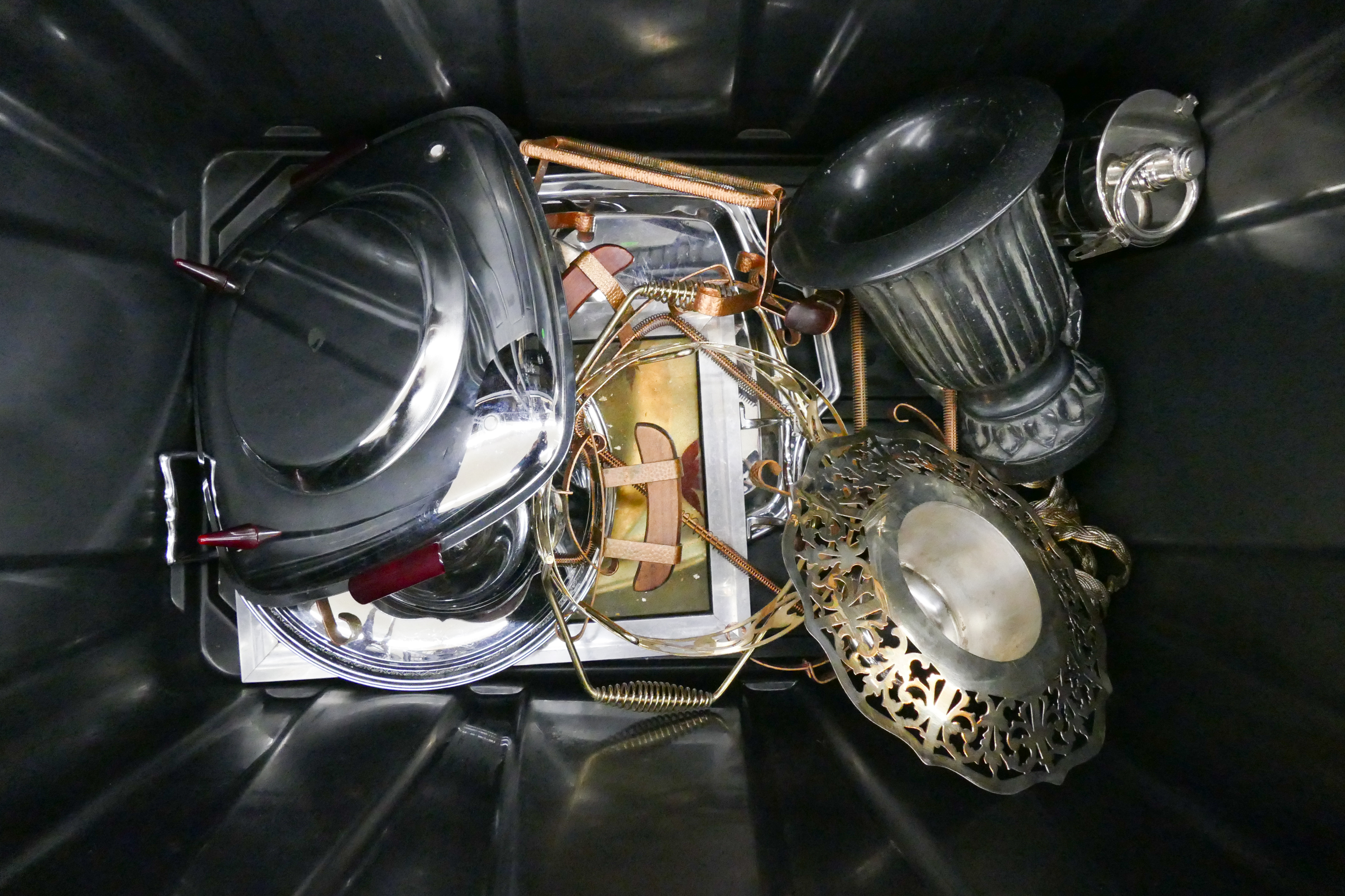 Large Tote Vintage Metal Ware