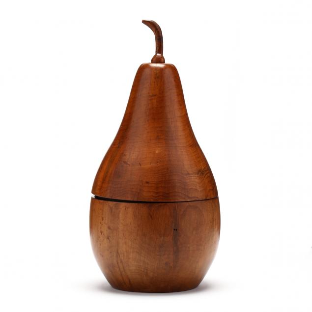 LARGE TREENWARE PEAR BOX 20th