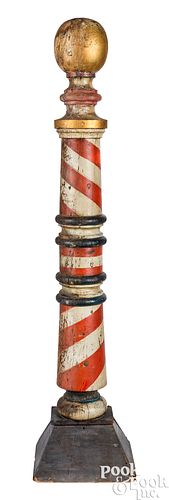 LARGE TURNED AND PAINTED BARBER