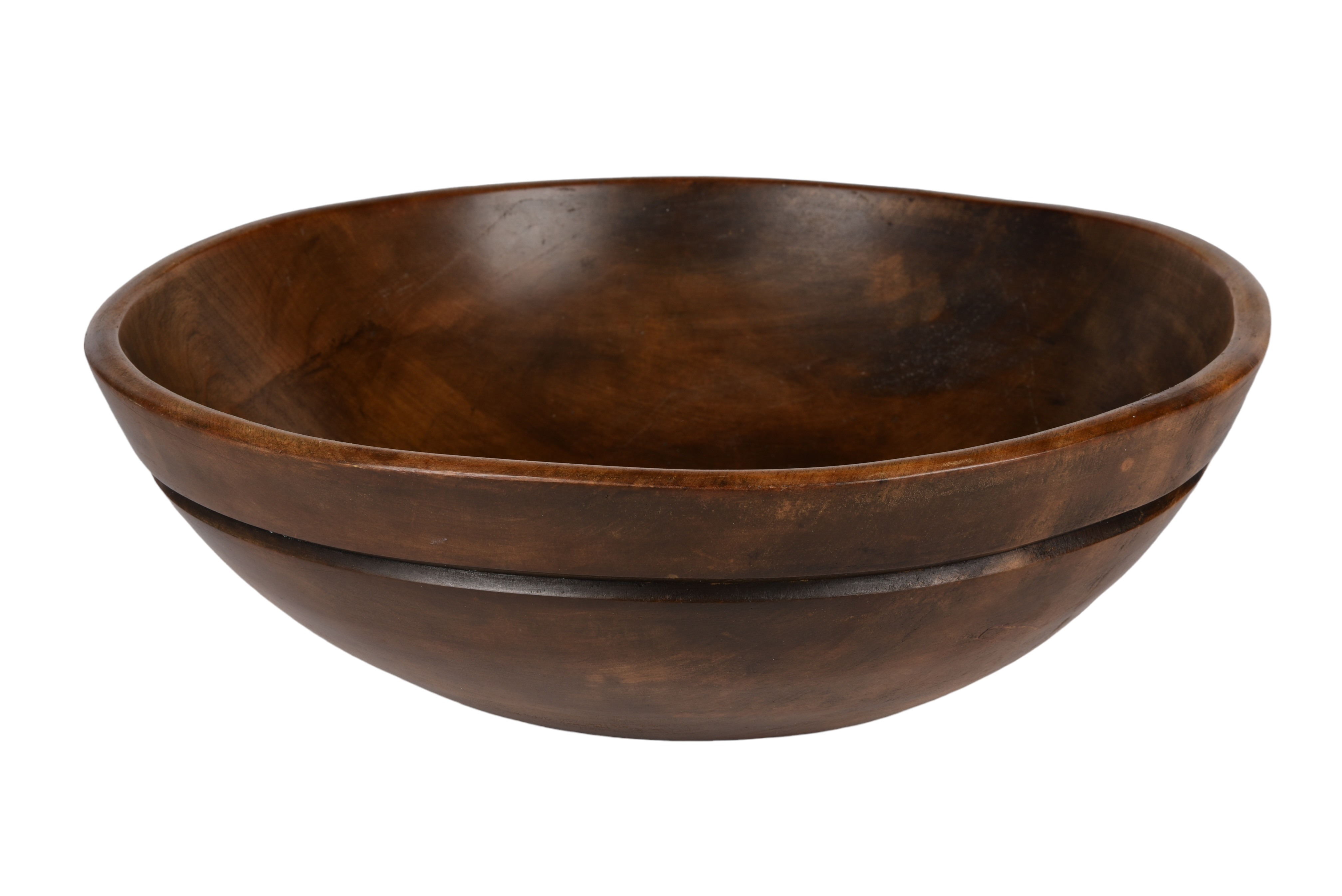 Large turned wood dough bowl,