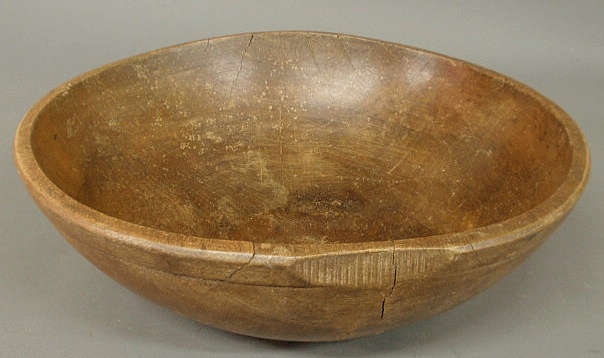 Large turned wooden bowl 19th c.
