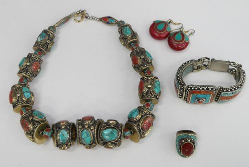 LARGE TURQUOISE & RED CORAL