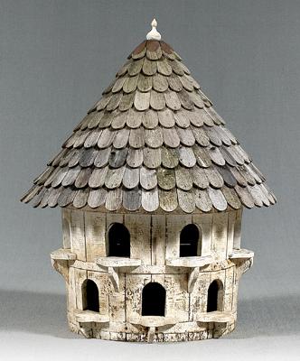 Large turret form birdhouse, half