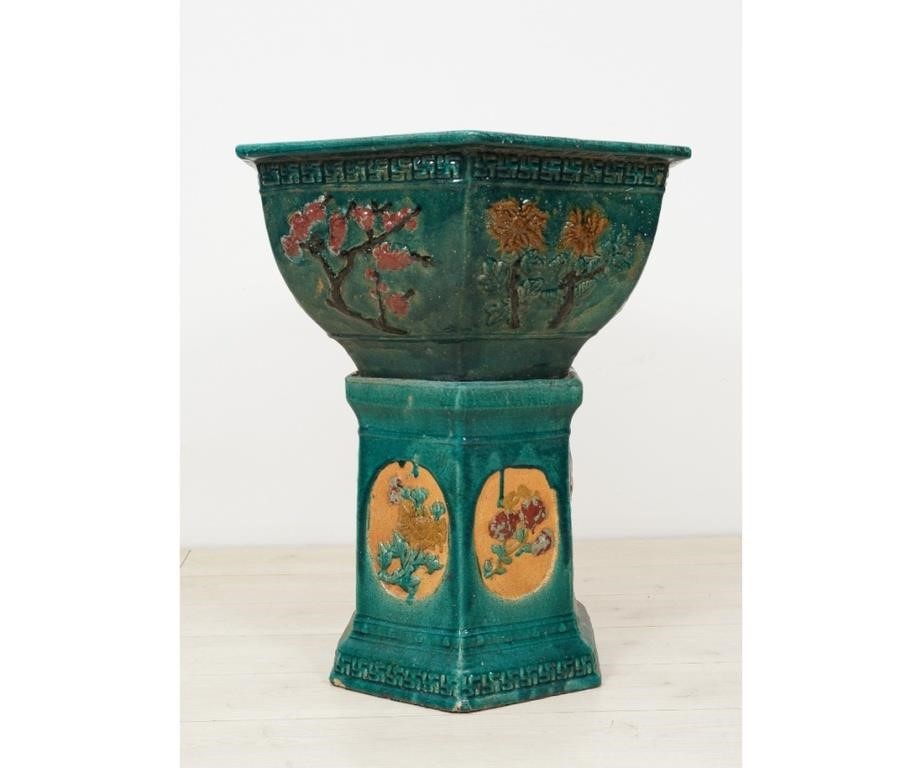 Large two-part green glazed