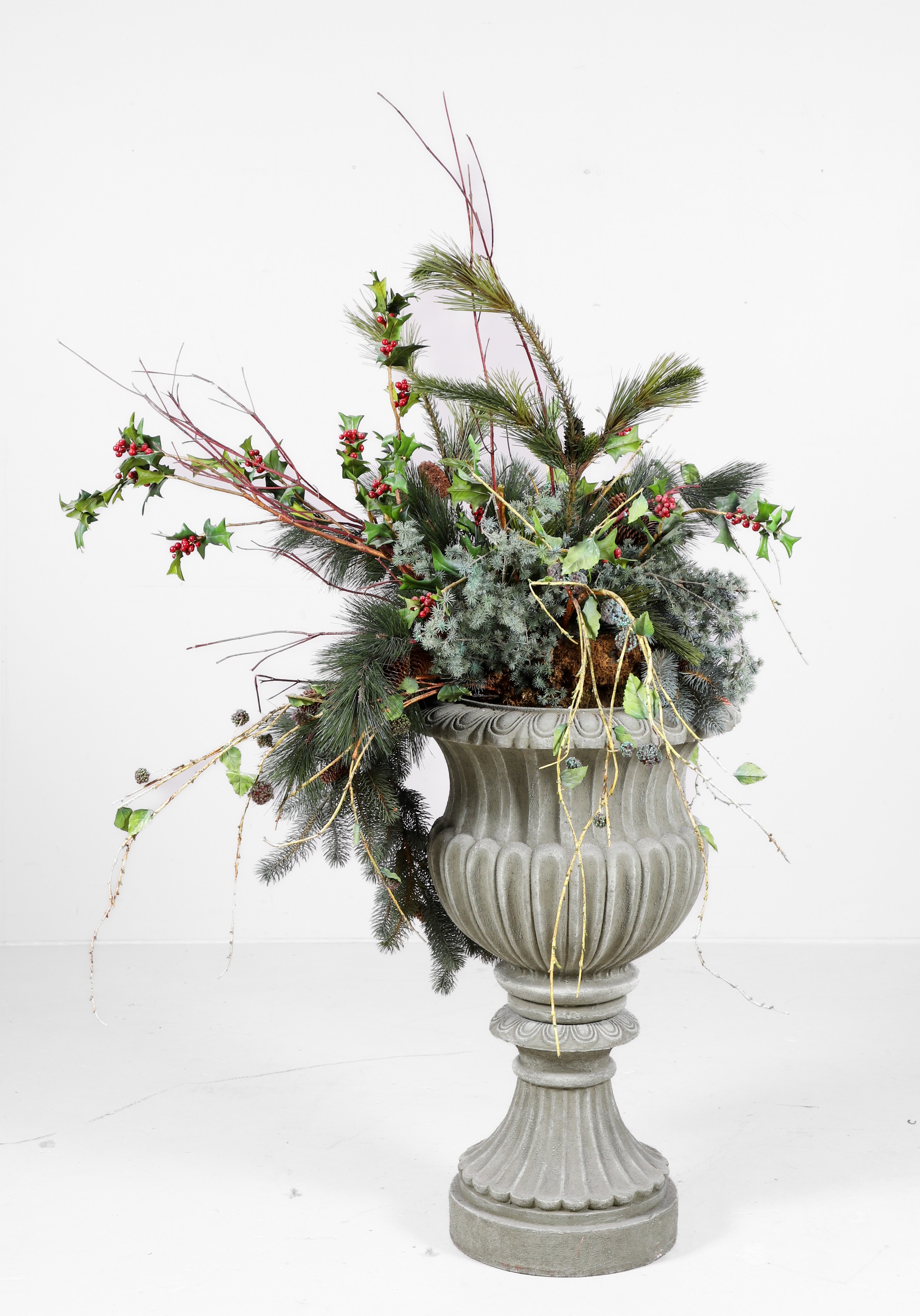 Large urn form plastic planter,