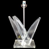 LARGE VAN TEAL LUCITE TABLE LA