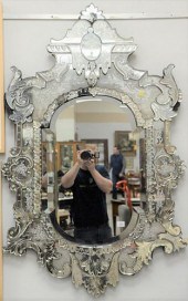 LARGE VENETIAN ETCHED GLASS MI